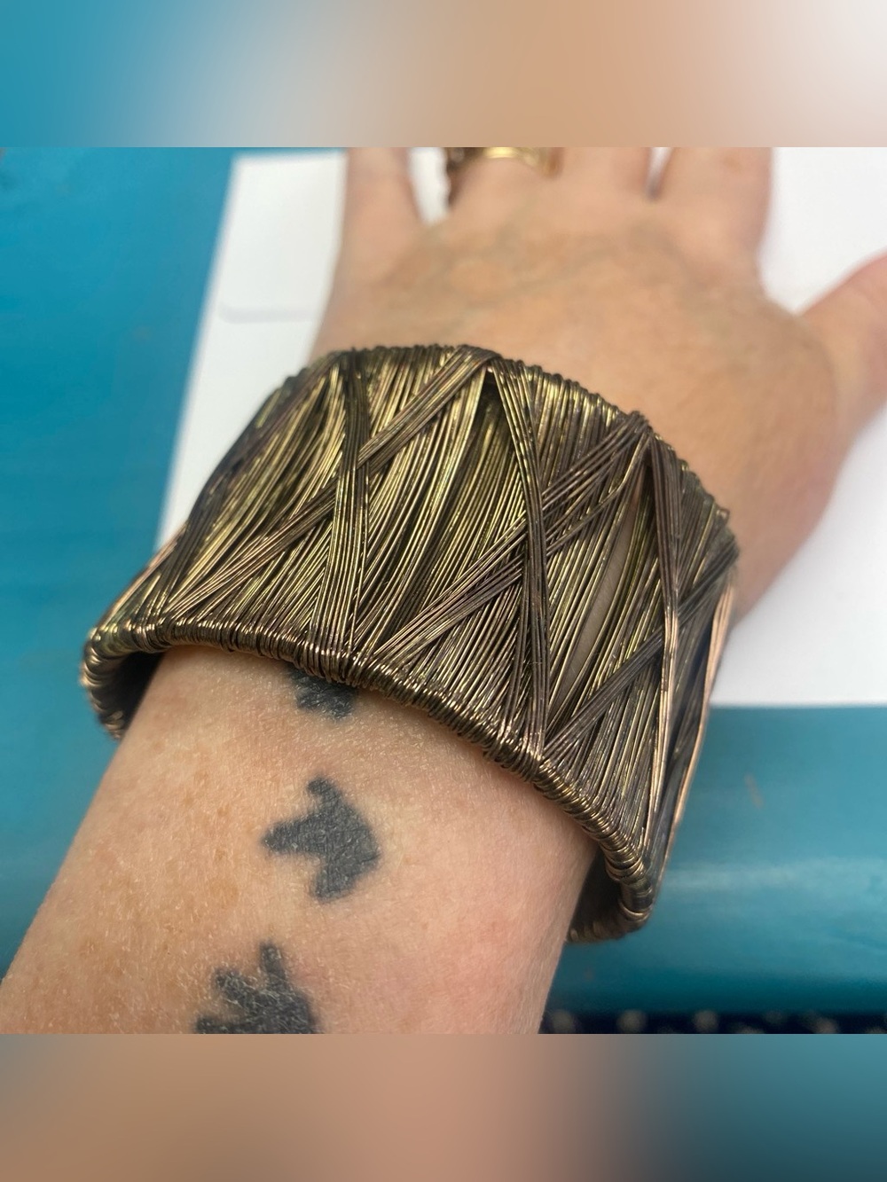 Braided Metal Wrap Cuff Bracelet - Bronze